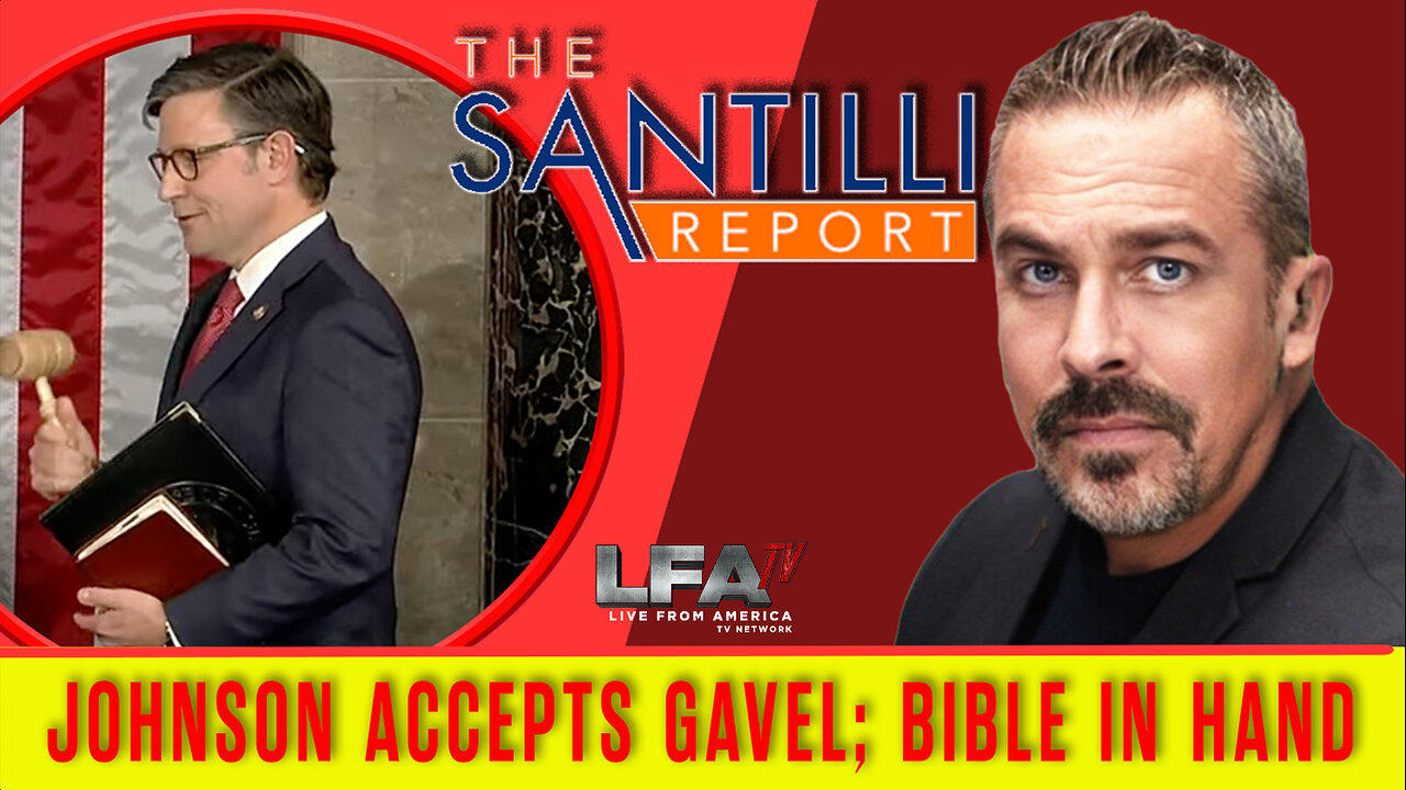 SPEAKER JOHNSON ACCEPTS GAVEL WITH BIBLE IN HAND | The Santilli Report 10.25.23 4pm