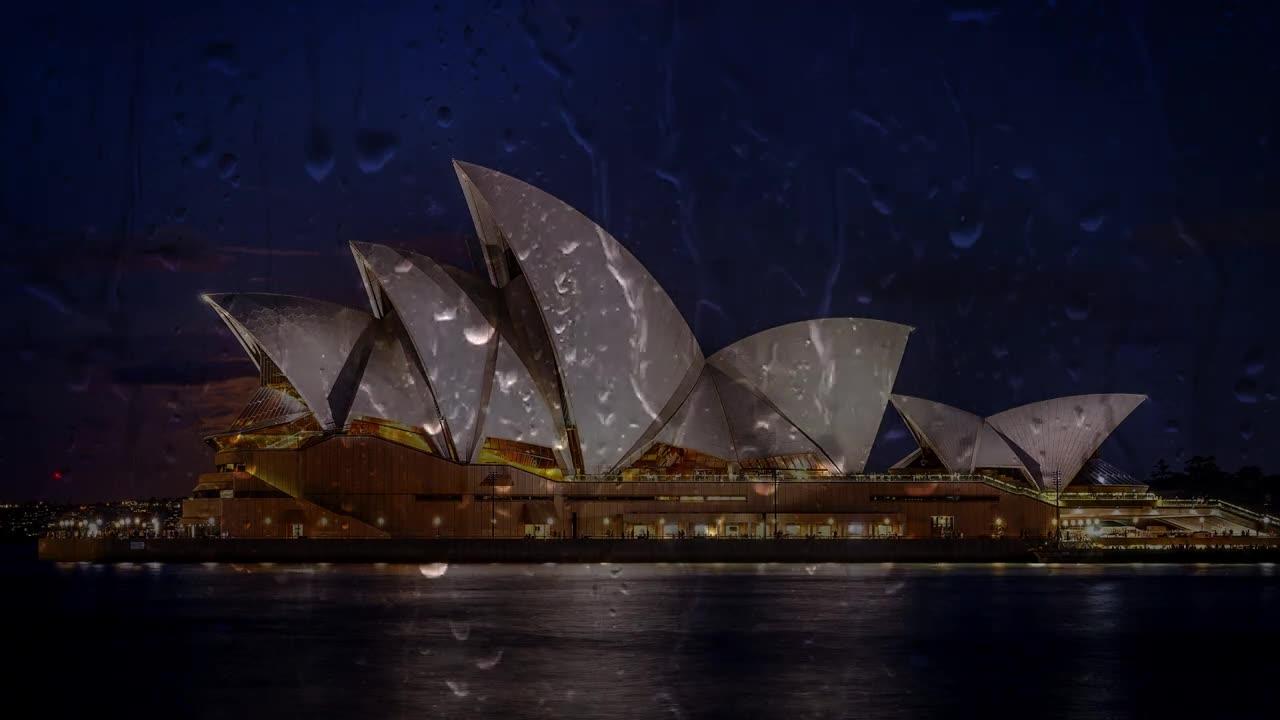 Rain Sounds for Sleep, Relaxing, Meditation 🌧 [ASMR, White Noise] 🎧 Sydney (Opera House), Australia