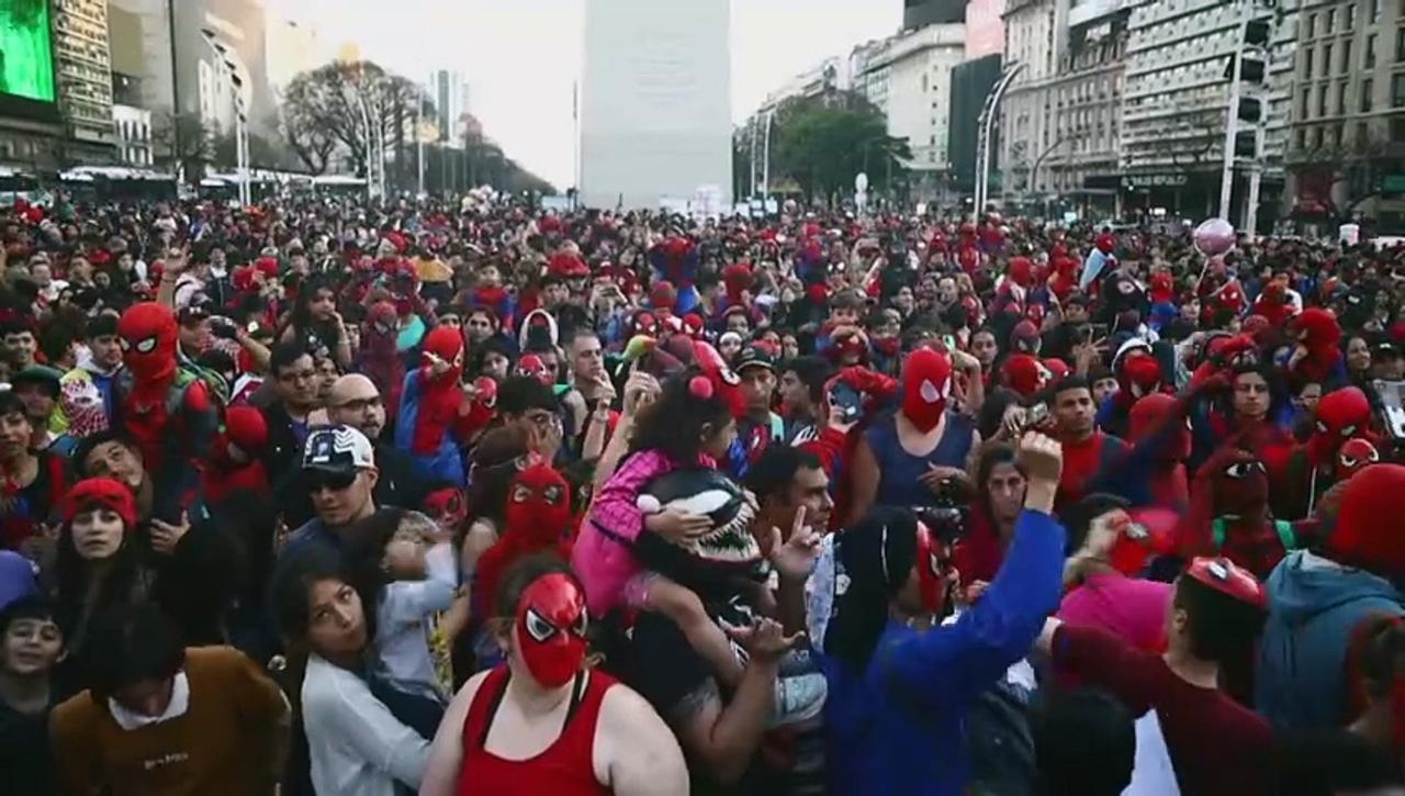Argentines attempt to break record for biggest Spider-Man gathering