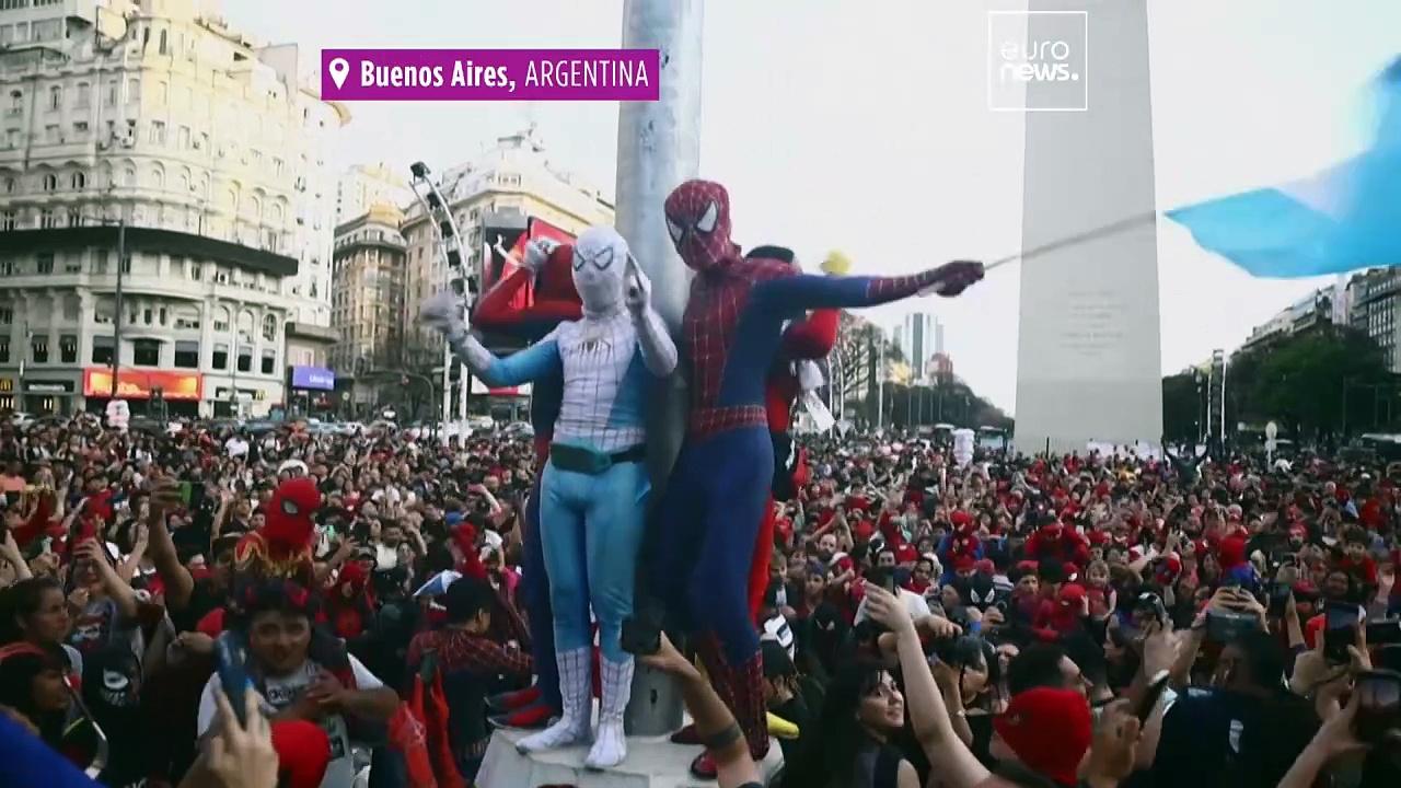 Watch: Thousands gather in Argentina dressed as Spider-Man for world record attempt