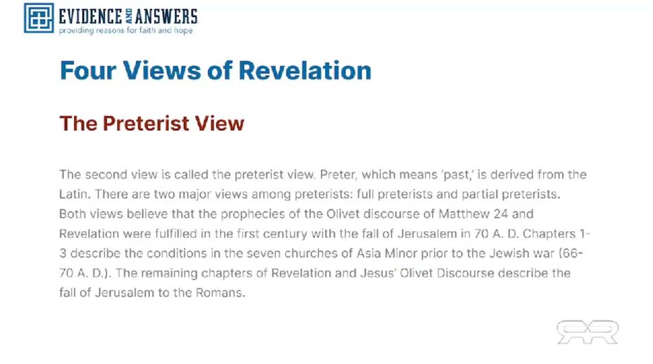 FOUR VIEWS of the BOOK OF REVELATION One News Page VIDEO