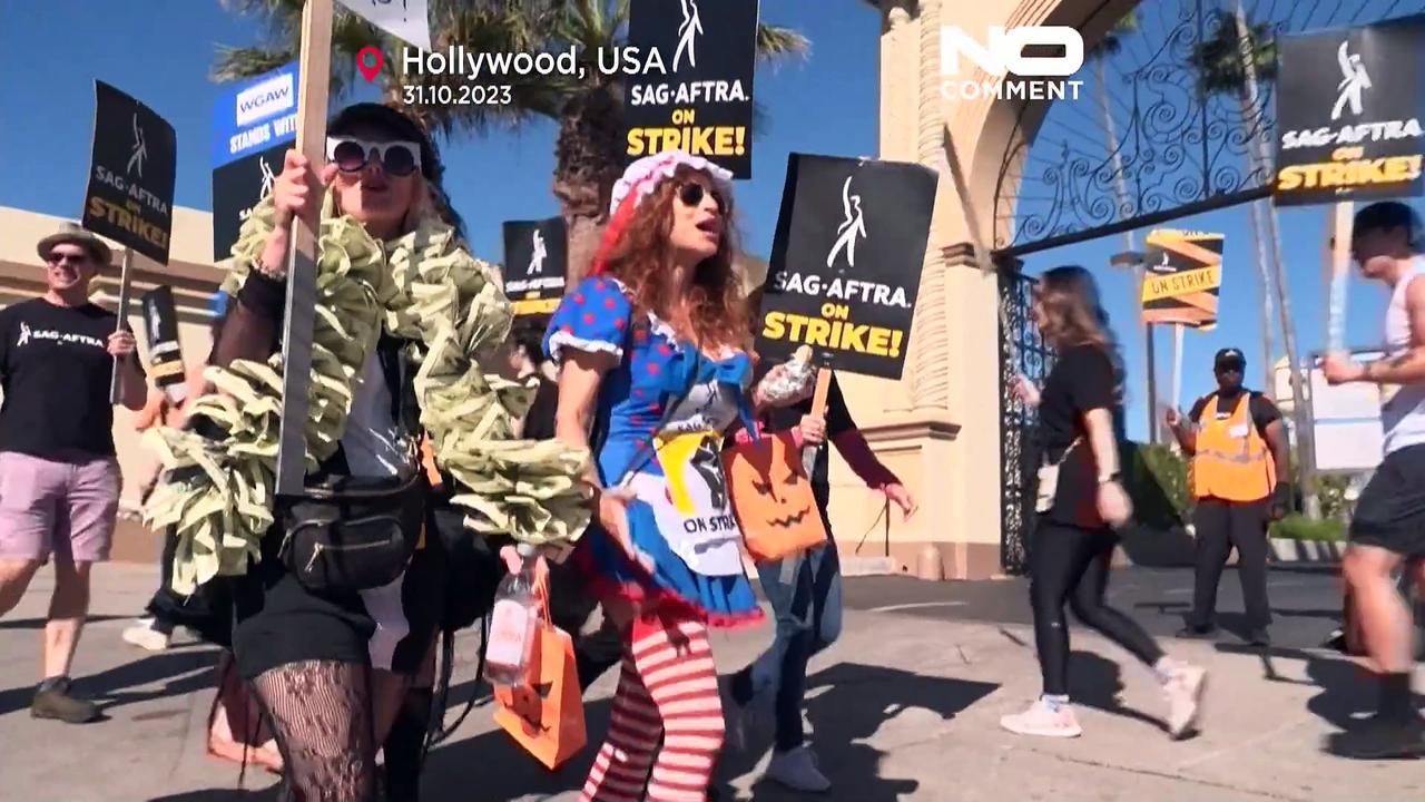 Hollywood actors on strike dress up for Halloween