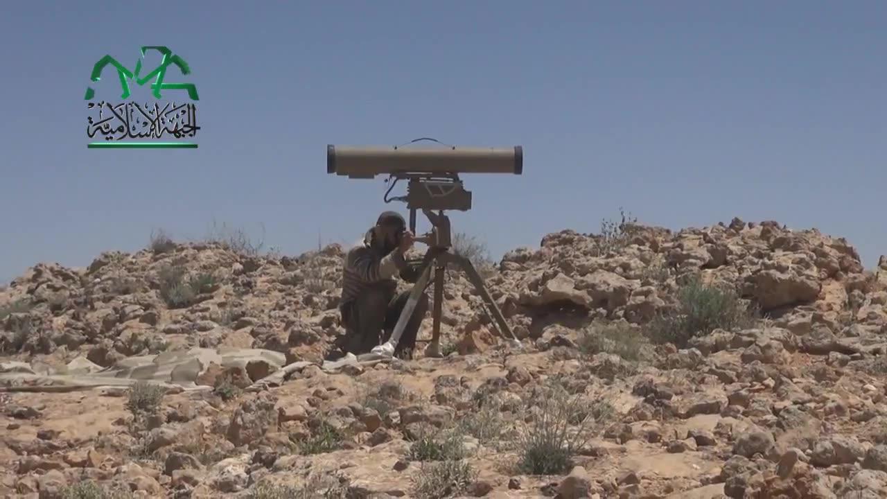💥🇸🇾 Syria Conflict | Opposition 9M133 Kornet Team Targets Syrian Army Tank | Qalamoun | Apr 5, | RCF
