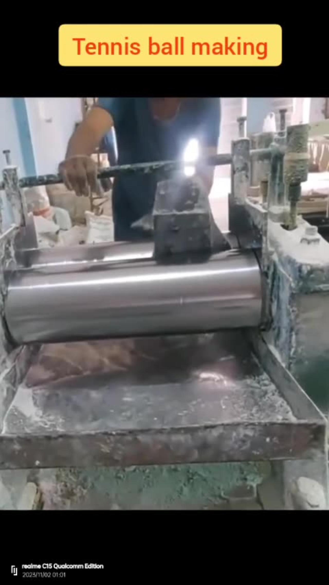 Making of tennis ball..