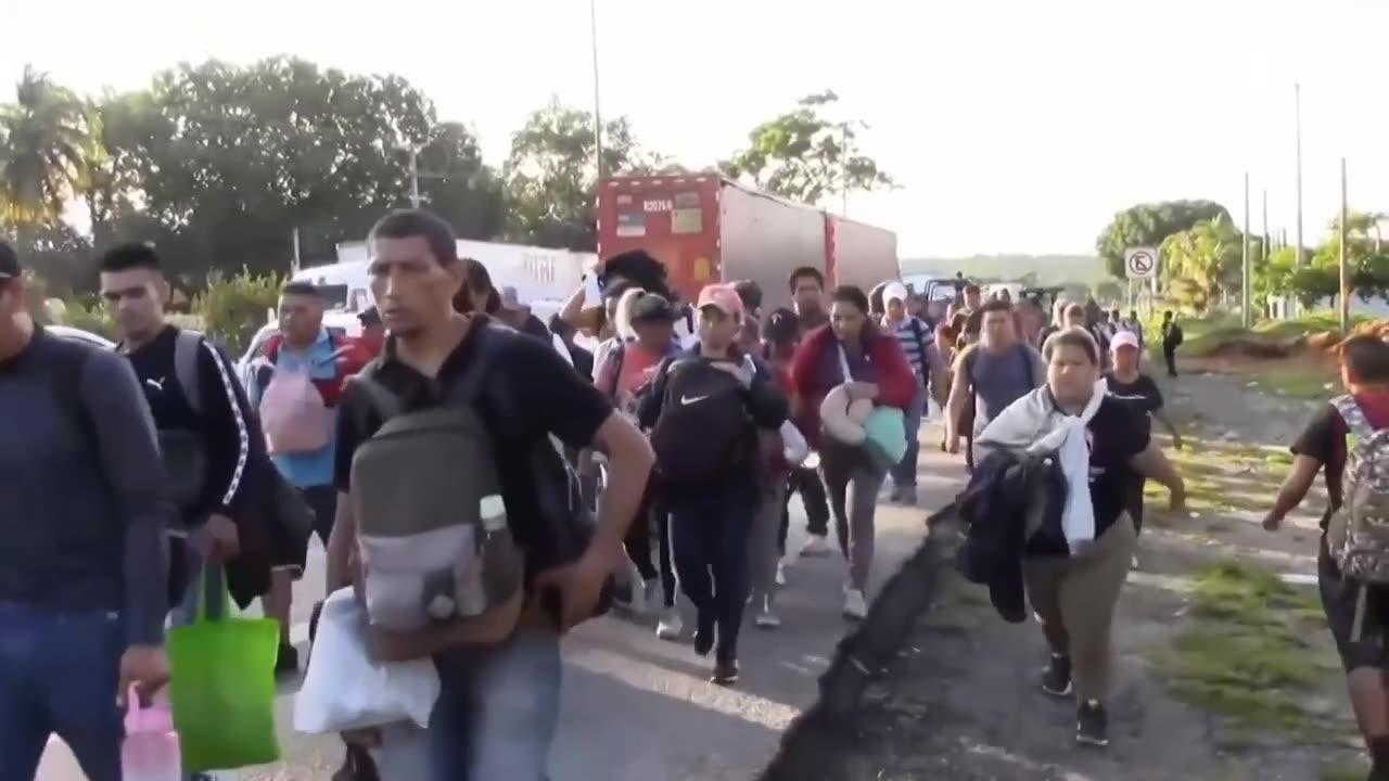 Largest migrant caravan in year heading to US – as leader mocks Biden’s border policies