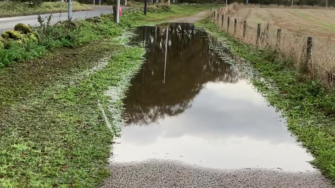 Storm Babet Kirkton of Skene flooded cycle path One News Page VIDEO
