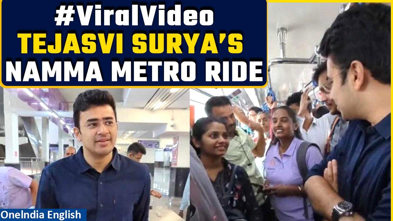 Viral Video: Tejasvi Surya rides Namma Metro, engages with commuters | Oneindia News