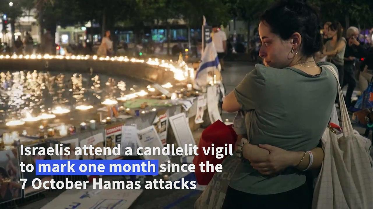 Candlelit vigil in Tel Aviv to mark one month since Hamas attacks