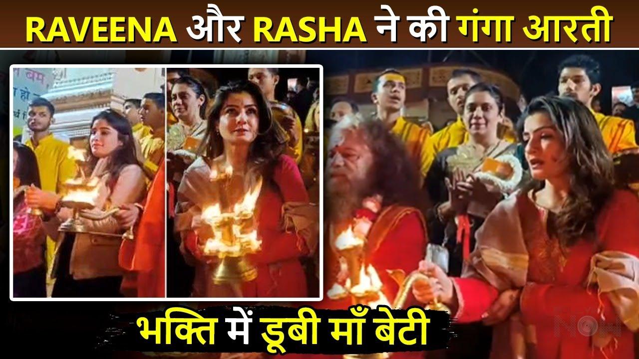 Raveena Tandon And Her Daughter Rasha Thadani Performed Ganga Aarti At Rishikesh Watch Full Video