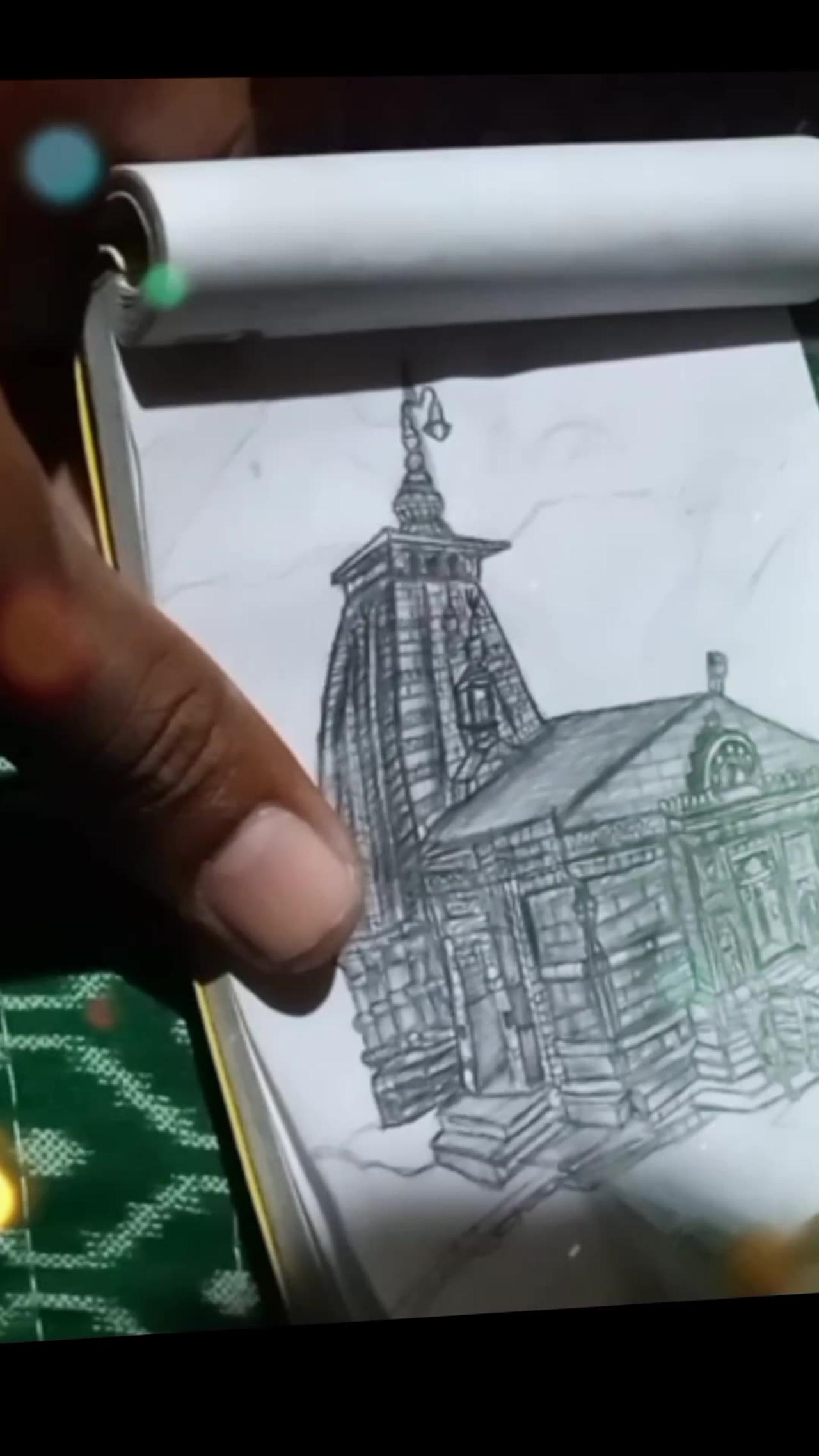 Realistic drawing kedarnath temple in India