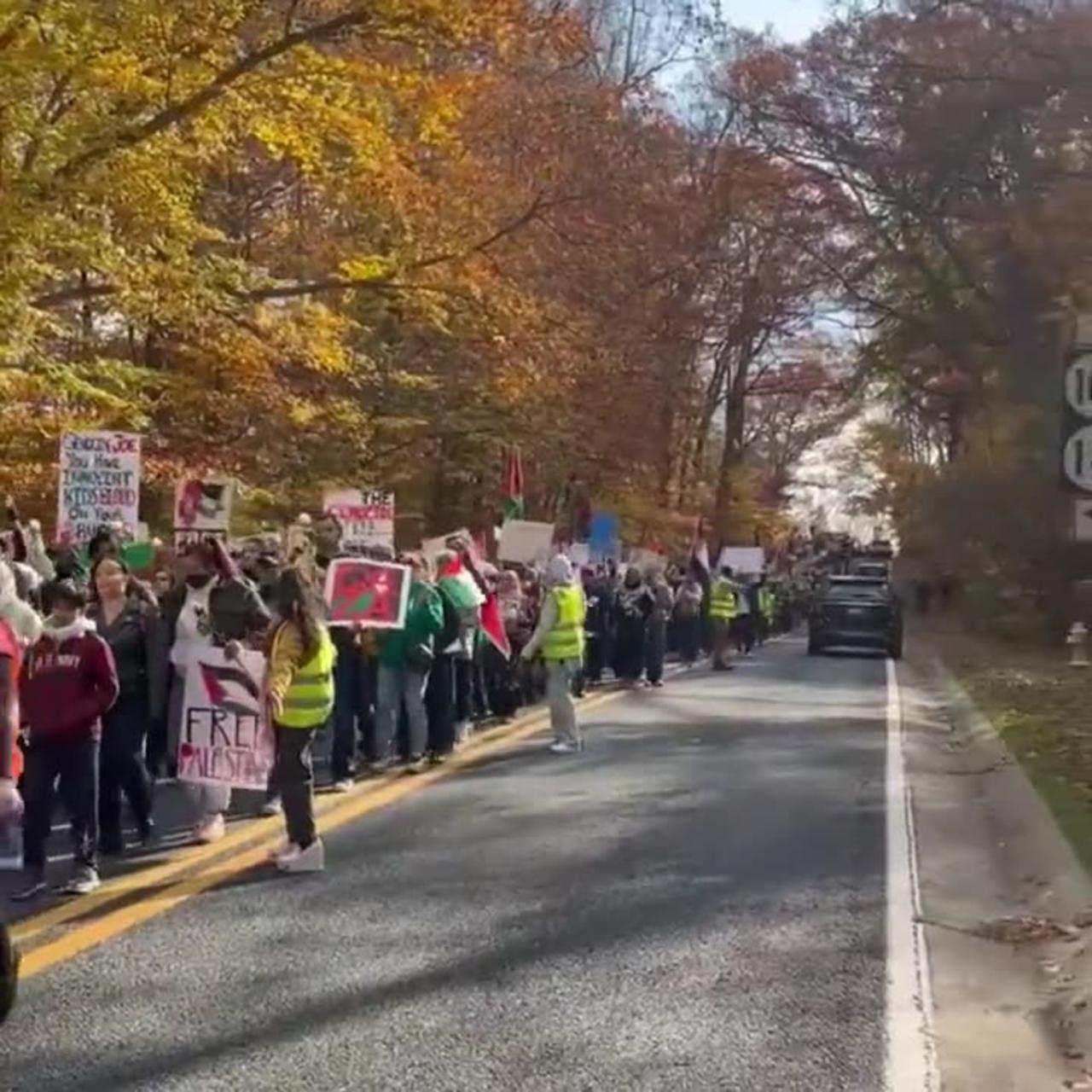 Pro-Palestine Protesters Gather Outside Biden's Home In Delaware: Video 1