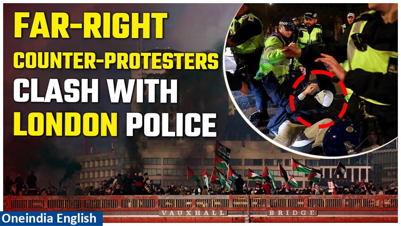 London: Pro-Palestine rally draws counter protests, police arrests over 120 | Oneindia News