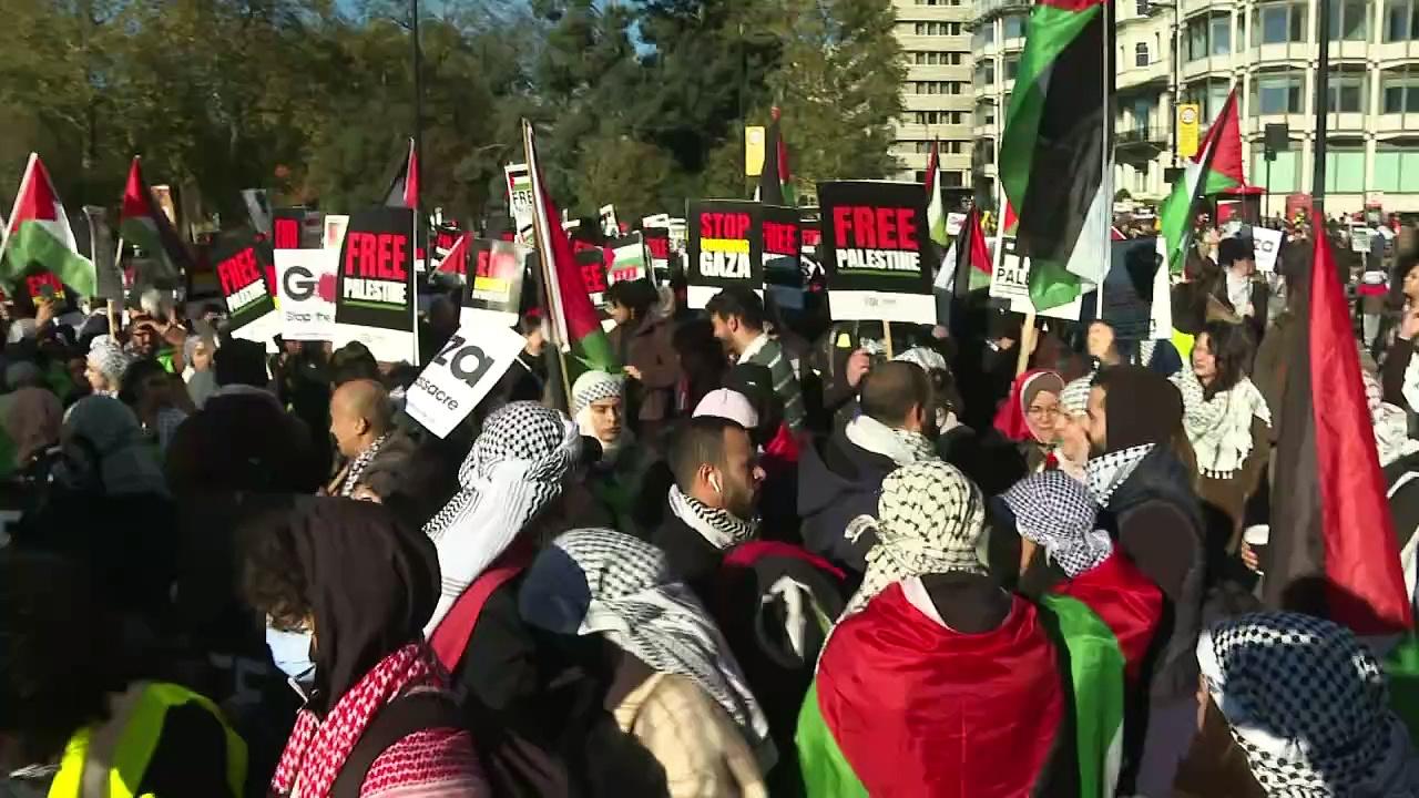 Thousands gather in London to show support for Palestine