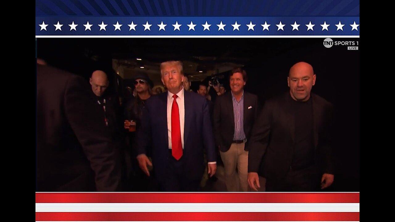 Crowd Goes Wild as President Trump and Tucker Carlson Walk into UFC 295