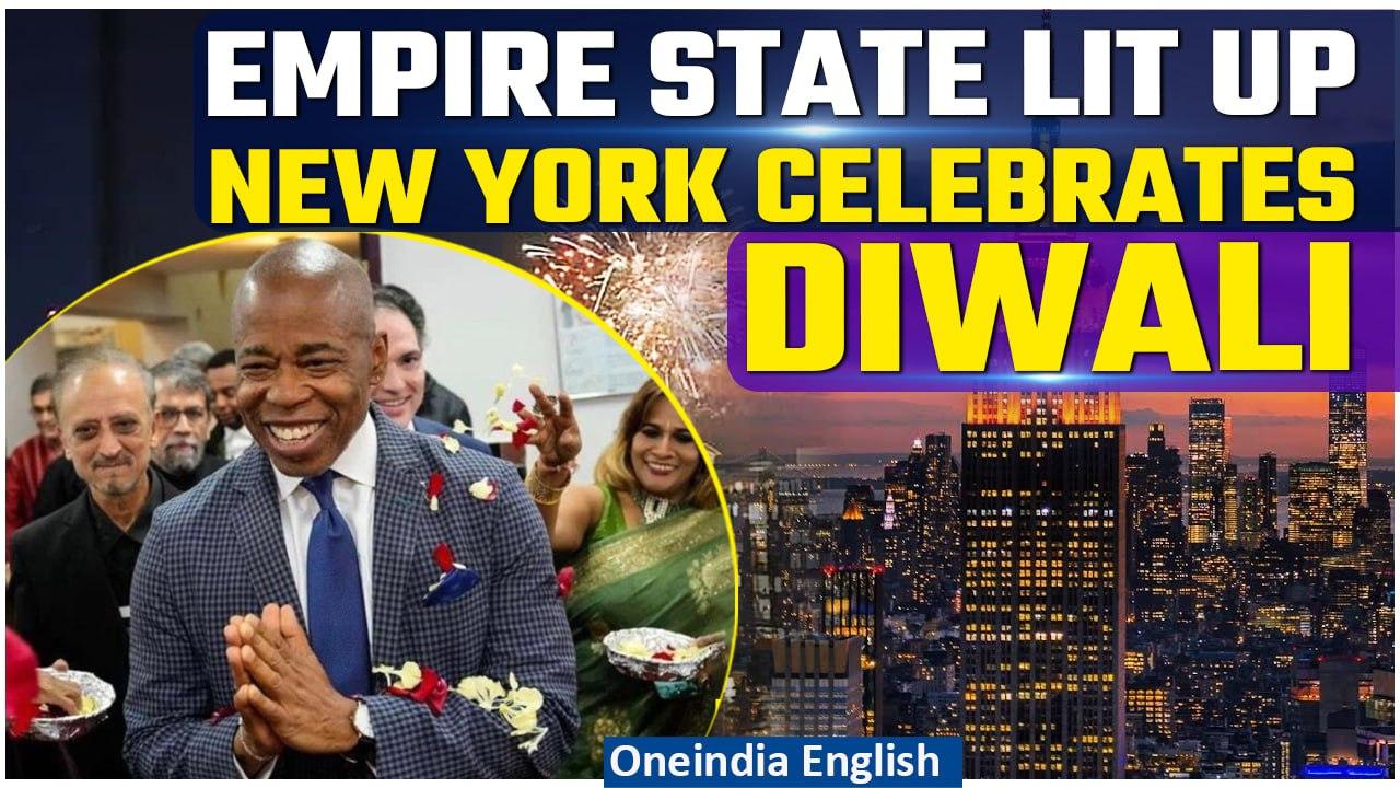 New York Joins Diwali Celebration, Empire State Building Lit up in Orange Hues| Oneindia News
