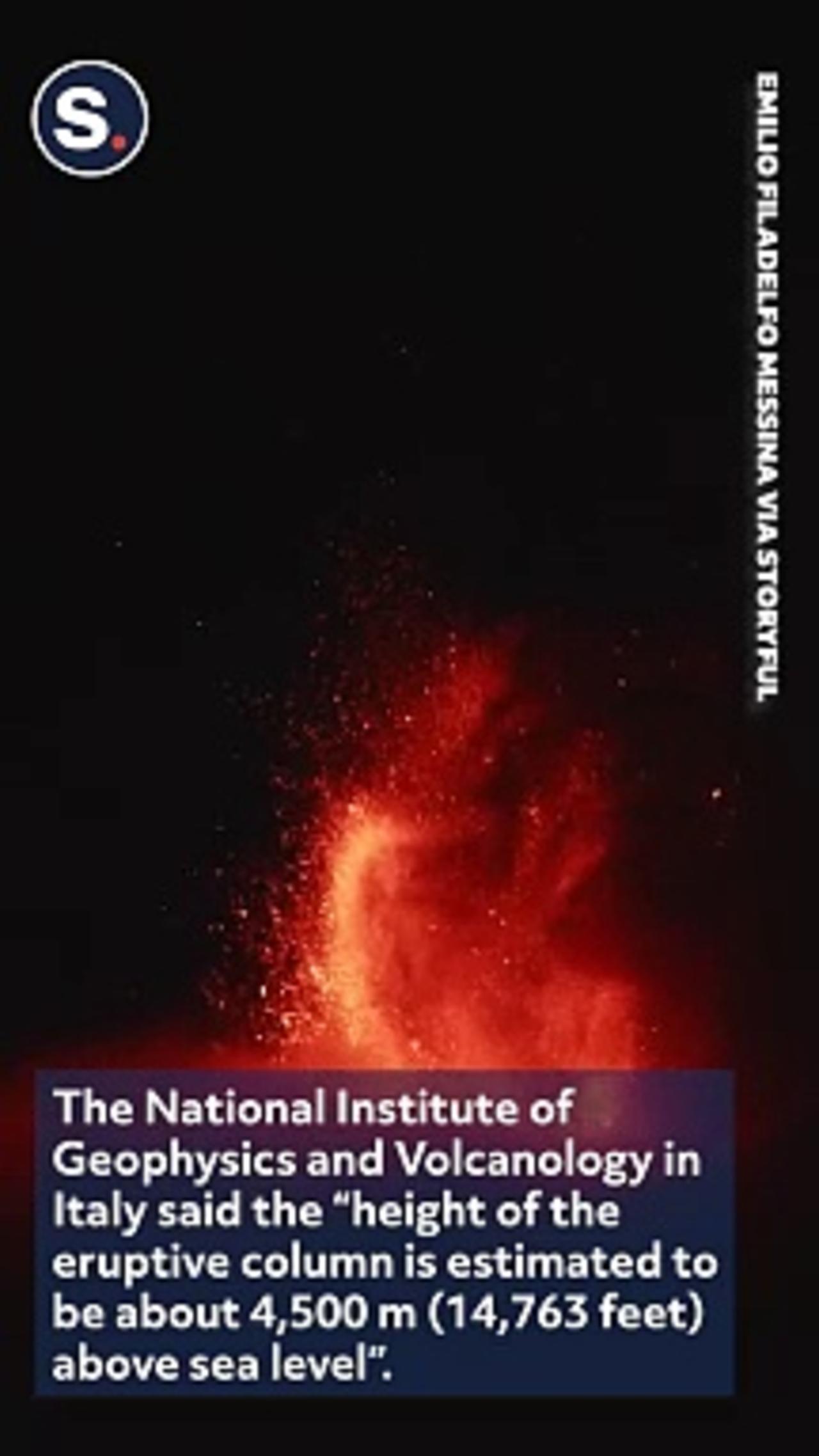 Spectacular Lava Fountain at Mount Etna Captured in Slow-Motion Footage