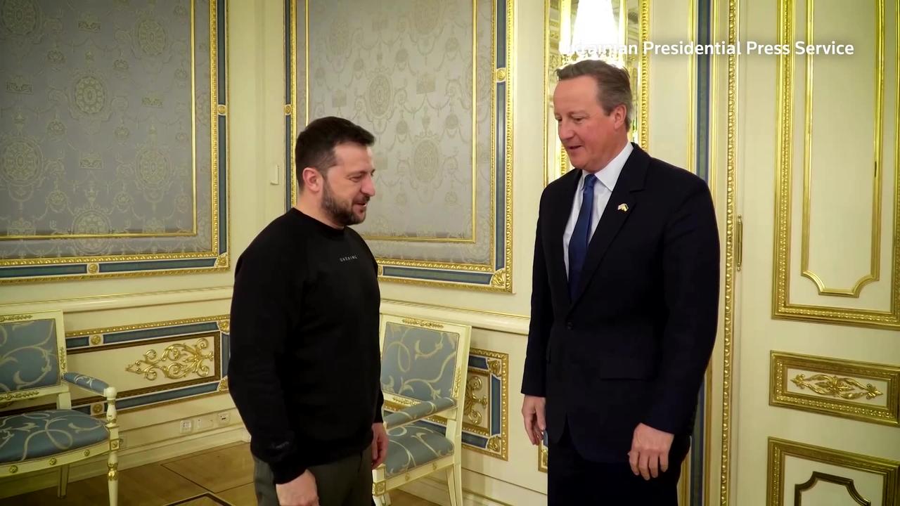 UK's Cameron meets Zelenskiy on first trip as FM