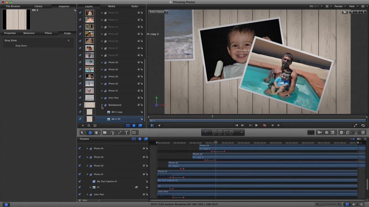 Throwing Photos - Apple Motion 5 Video Tutorial - One News Page VIDEO