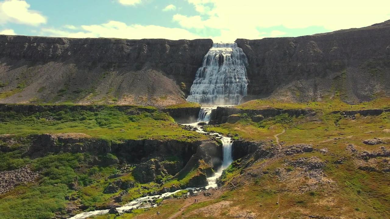 Nature's Symphony: Majestic Mountain Waterfall and Lush Greenery| Sad Piano