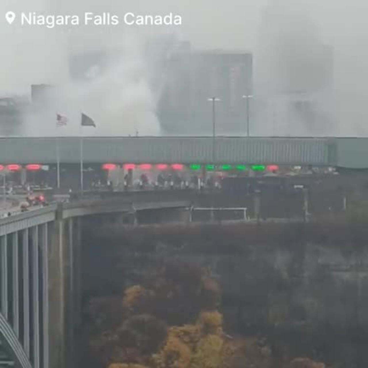 New York: Vehicle entering US from Canada EXPLODES on Rainbow Bridge at Niagara Falls