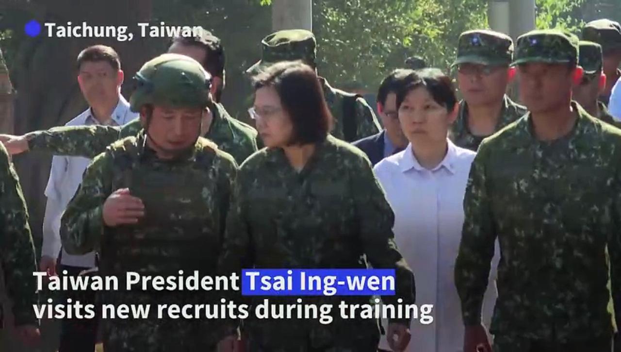 Taiwan president visits military camp as island prepares to extend compulsory service