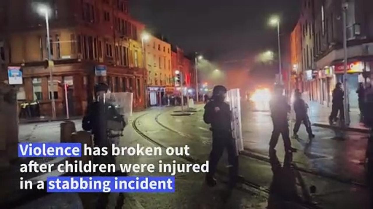 Violence erupts in Dublin after school knife attack