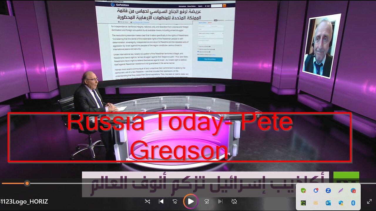 Russia Today- Pete Gregson on Hamas Petition- Arabic