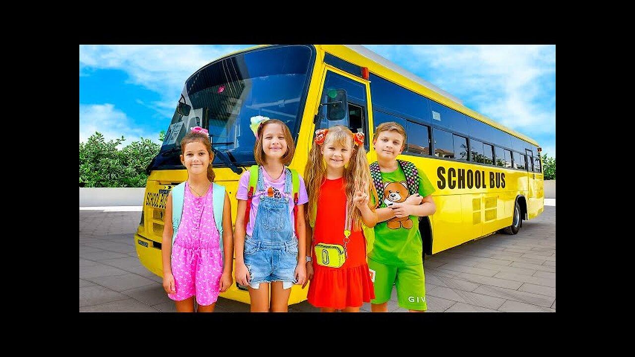 Diana and Roma teach School bus rules with friends