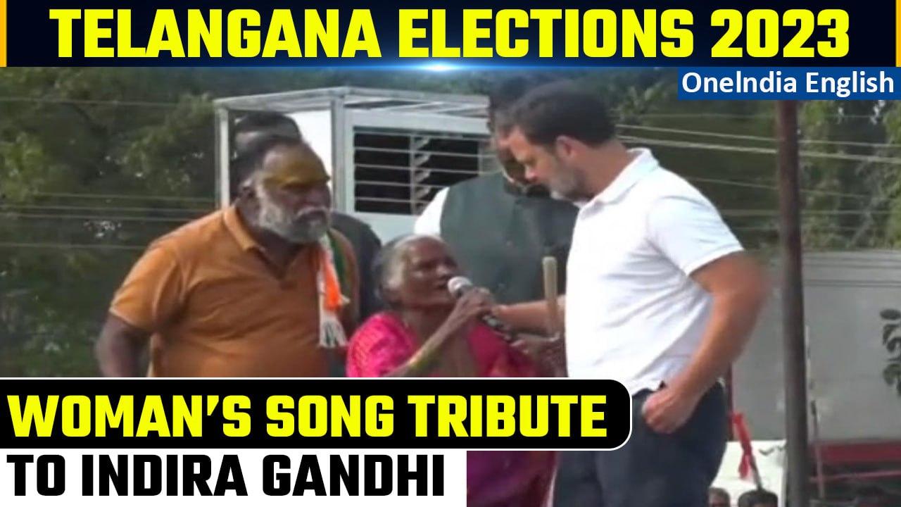 Telangana Congress Campaign: Rahul Gandhi Encourages Elderly Woman's Tribute to Indira Gandhi