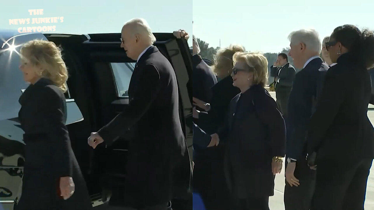 Democrat Biden & his Dr. accompanied by Democrats Clintons and Michelle Obama without Barack fly on Air Force One to Democra