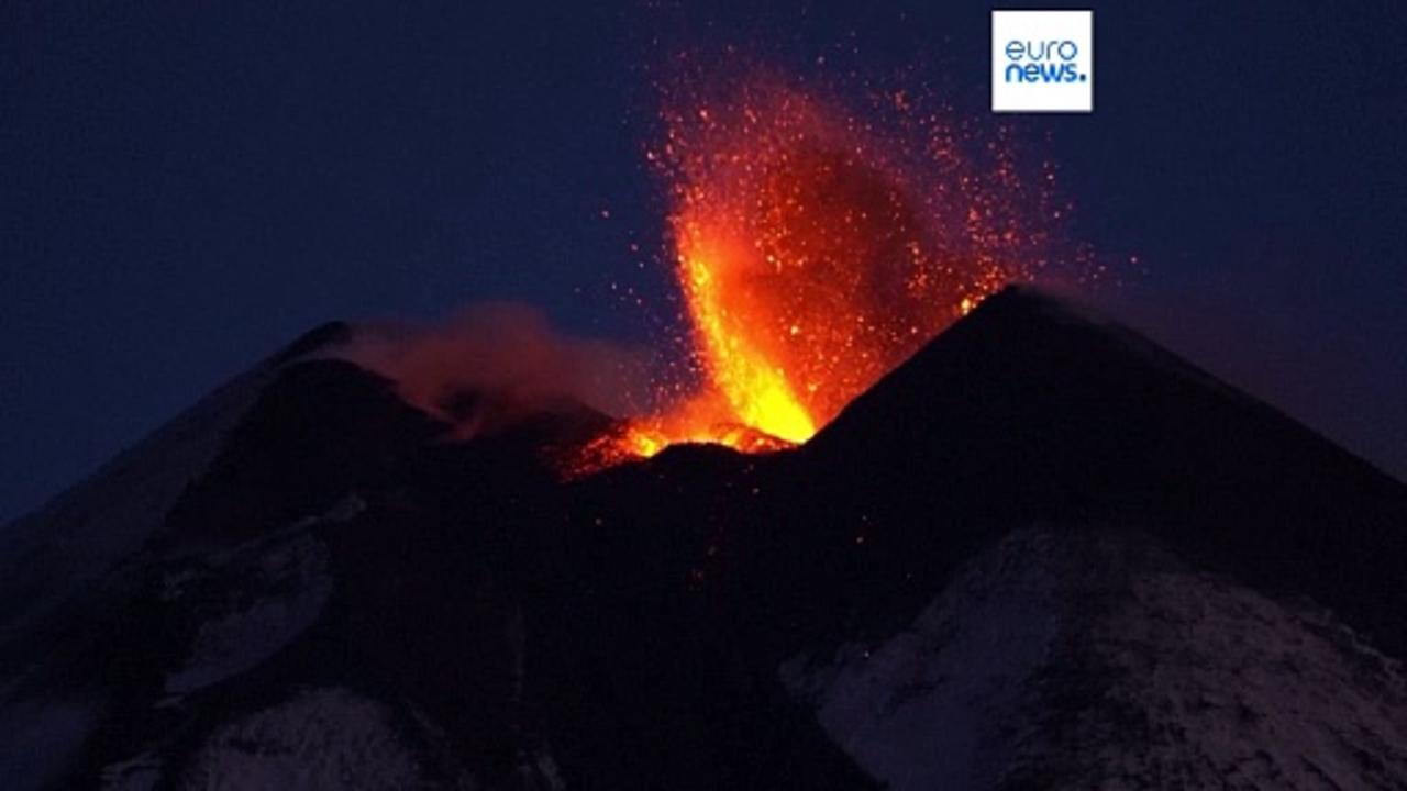 Watch: Etna erupts again, sending hot lava down its snowy slopes