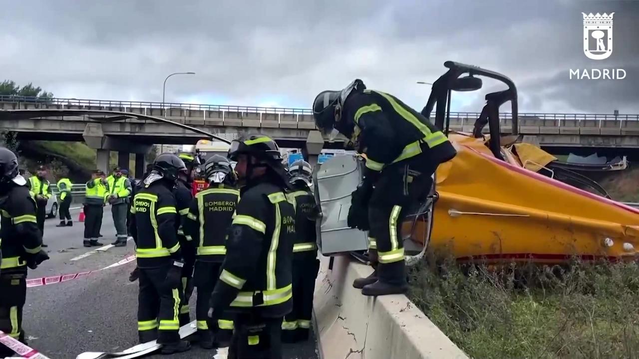 Three injured after helicopter crashes on Madrid highway