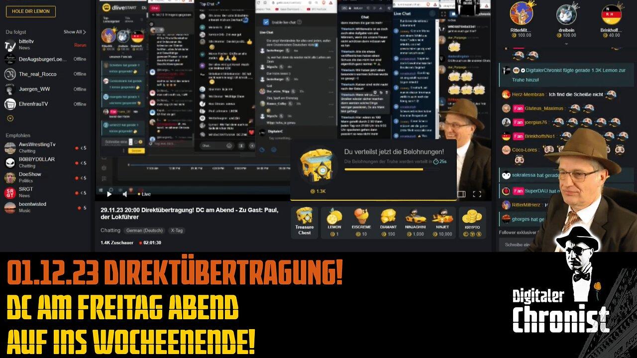 01.12.23 20:00 Direktübertragung! DC am Freitag Abend - Auf ins Wochenende!