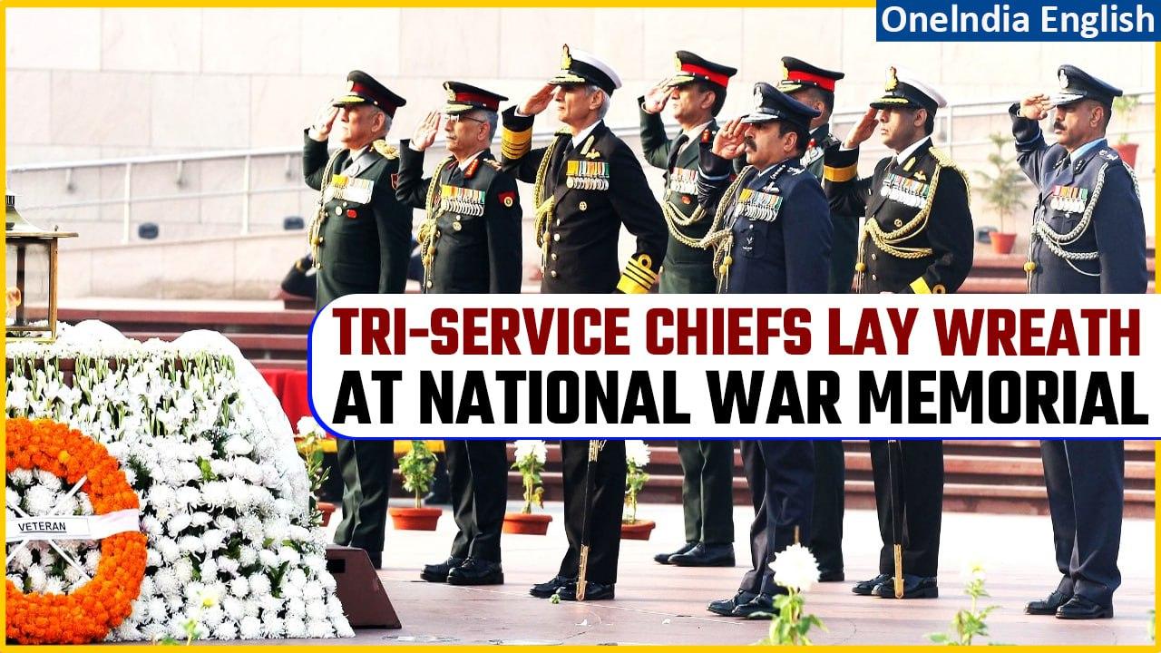 Chief of Defence Staff and Service Chiefs pay Tribute at National War Memorial | Oneindia News