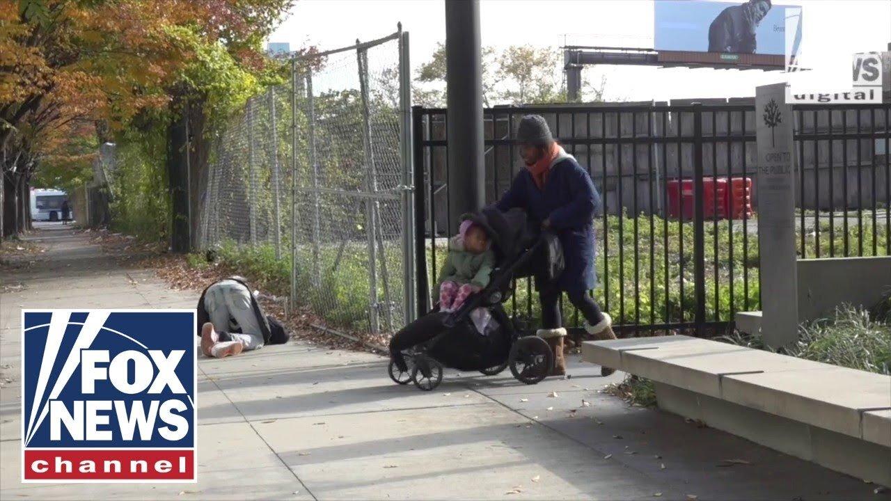 CRISIS IN NEW YORK: Mom must navigate through drug users to get child to school