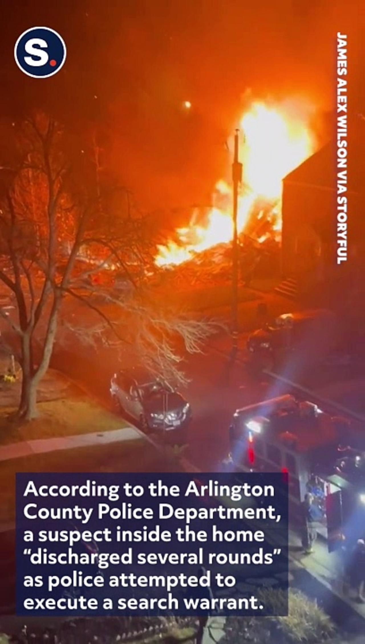 Arlington Home Explodes as Police Surround Armed Suspect