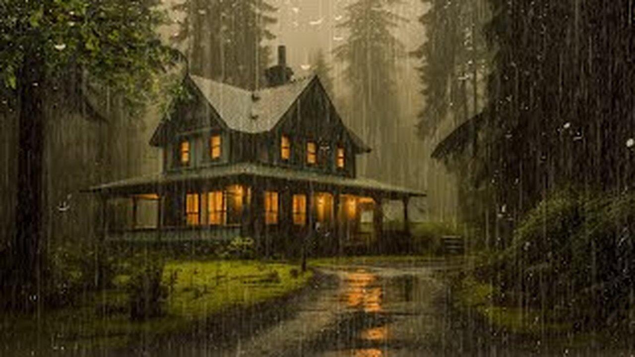 RAIN and THUNDER bedtime sounds - Sleep Fast and Sleep Deep with Strong Rain on Roof at Night