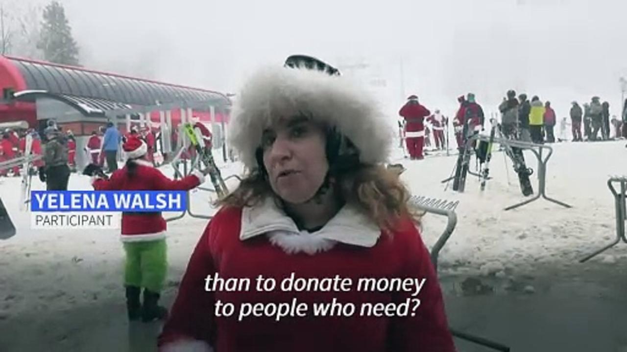 300 skiing Santas take over a Maine ski resort in the United States