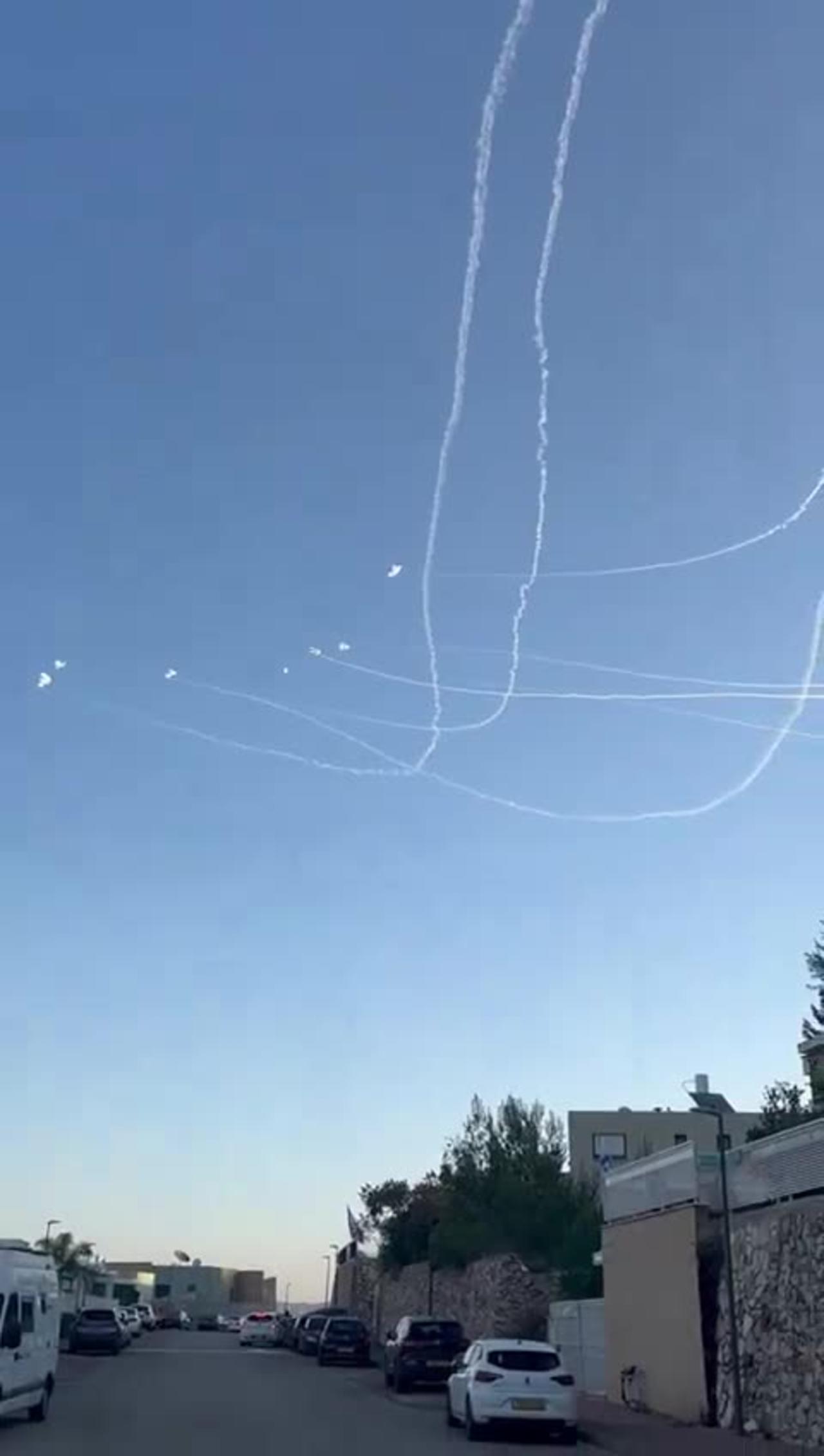 Multiple Iron Dome interceptions after a barrage One News Page VIDEO