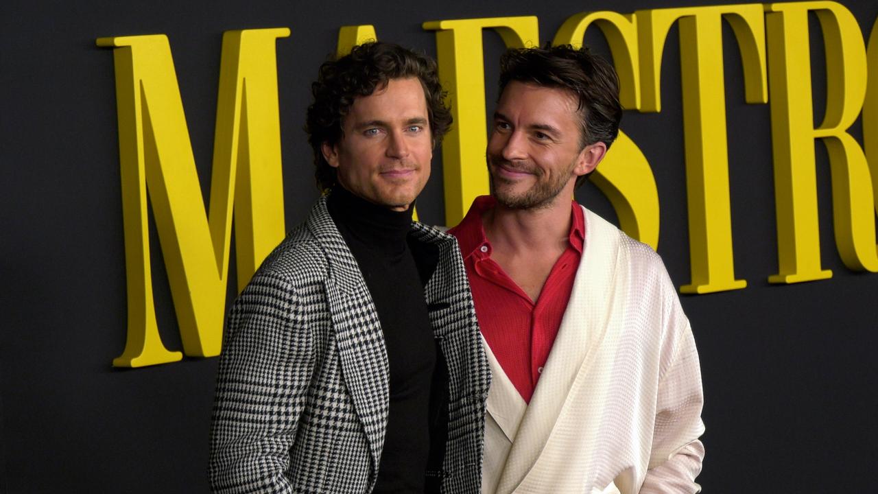 Matt Bomer and Jonathan Bailey attend Netflix's 'Maestro' Los Angeles special screening black carpet