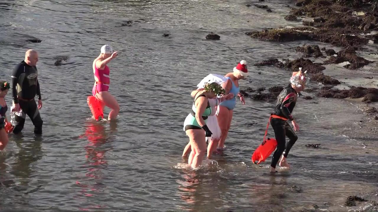 Ocean City Christmas Wild Sea Swimmers 2019 Plymouth Hoe.
