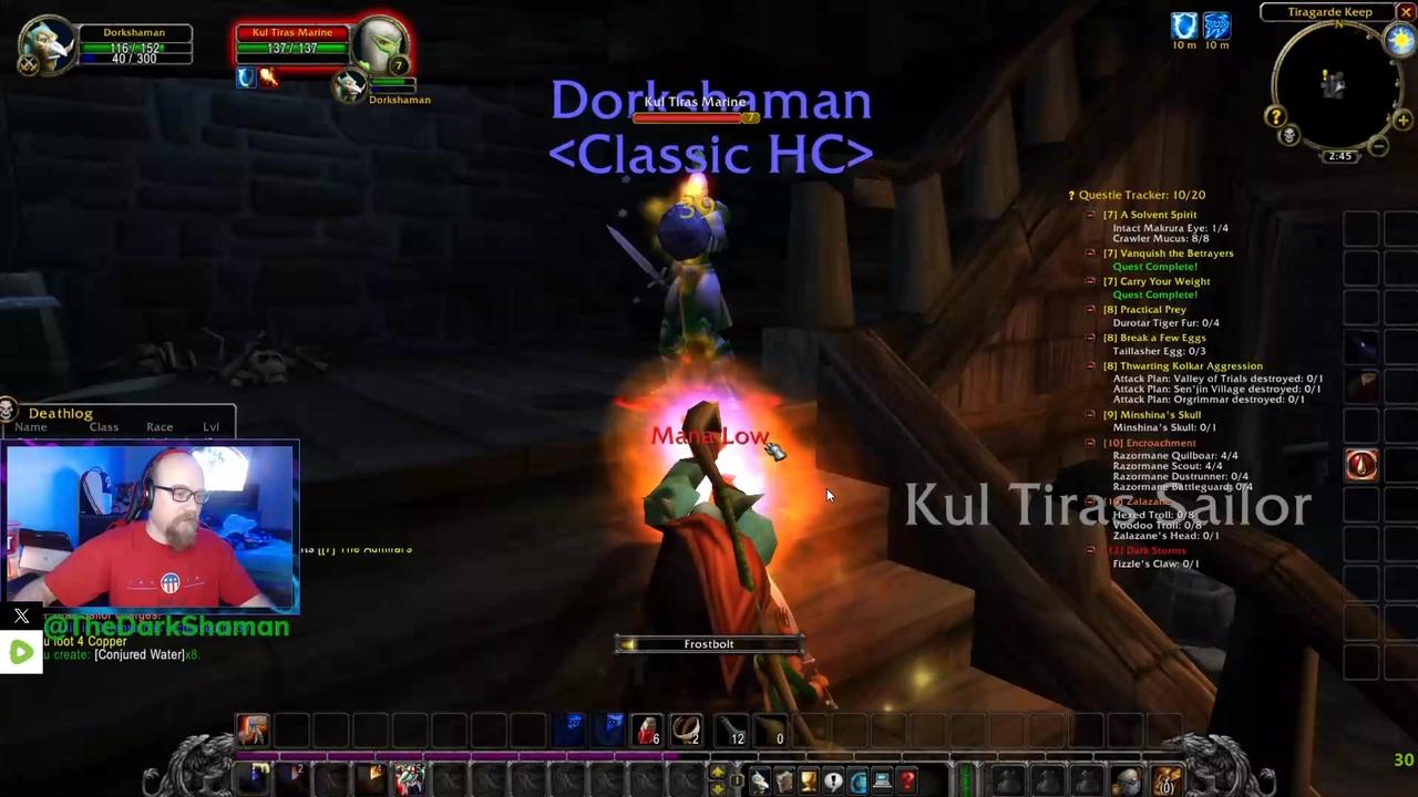 Warcraft Classic: Hardcore. Live With The Dork Shaman! Level 13 Mage