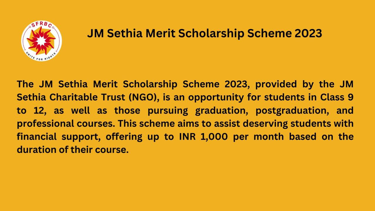 Who are eligible to avail JM Sethia Merit scholarship scheme