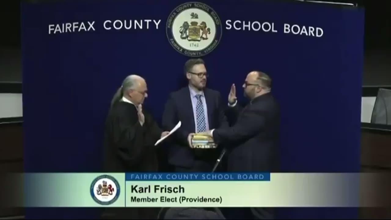 Fairfax County, Virginia, Karl Frisch Sworn in on Stack of Sexually Explicit “Children” Books Instead of the Bible