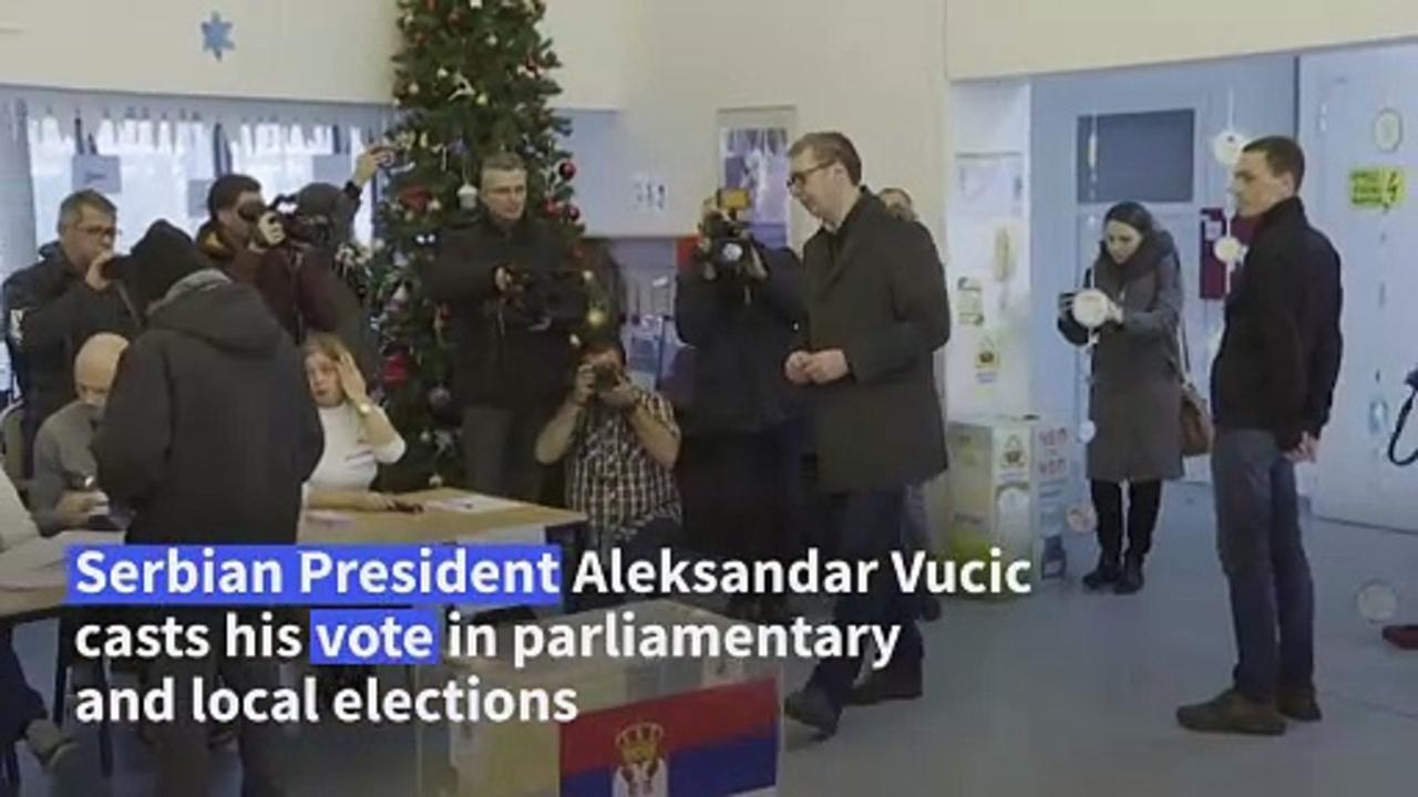 Serbian President expects landslide victory as he votes in election