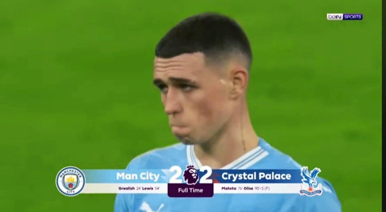 Goals: Manchester City draws against Crystal Palace, 2-2, English Premier League