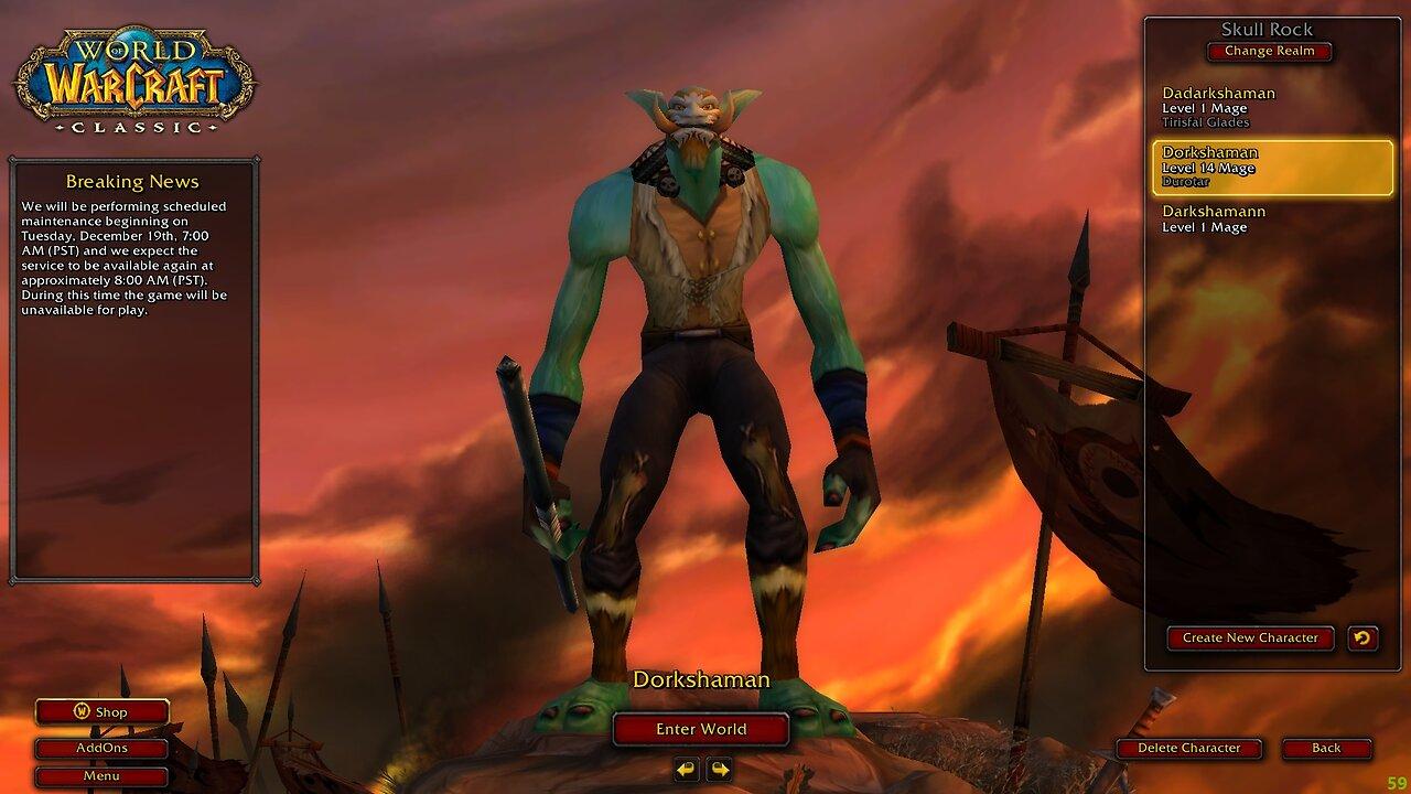 World of Warcraft: Classic Hardcore level 14 Mage, Live With The Dork Shaman!
