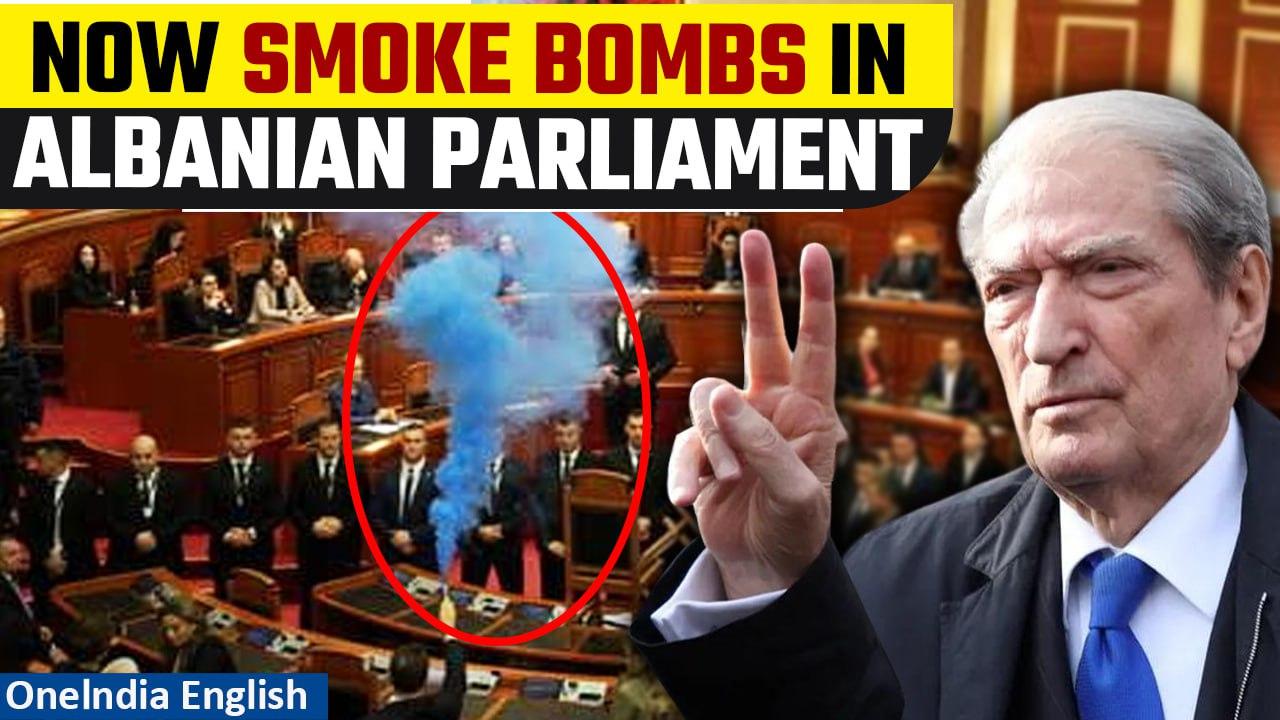 Albanian Parliament: Smoke Bombs released after Indian Parliament Security breach | Watch | OneIndia