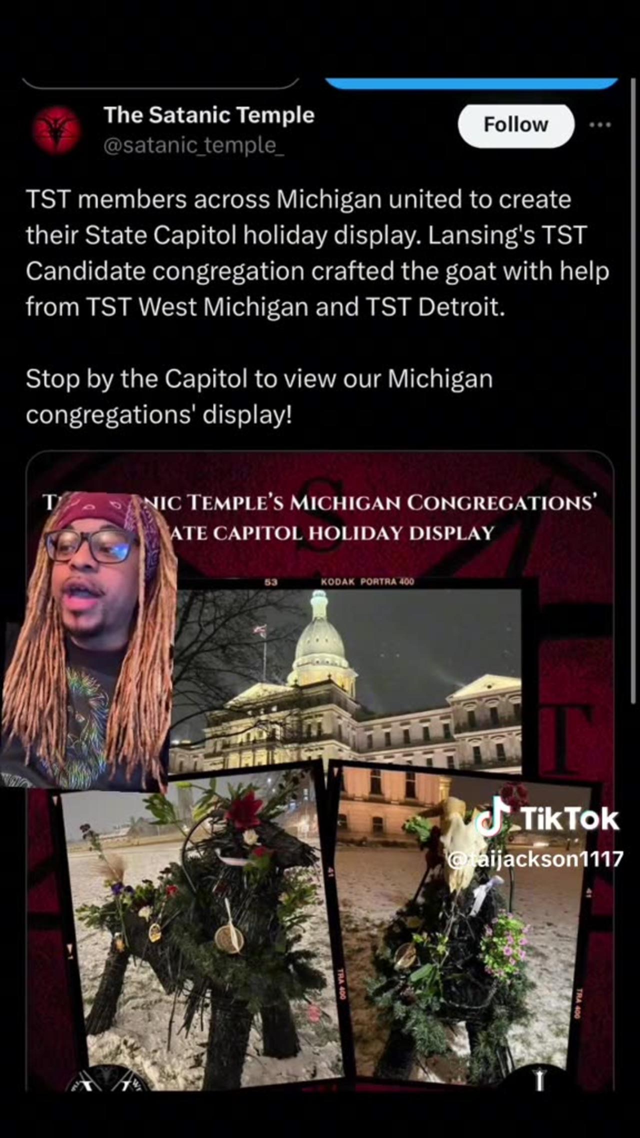 THE SATANIC TEMPLE'S MICHIGAN CONGREGATIONS' STATE CAPITOL HOLIDAY DISPLAY