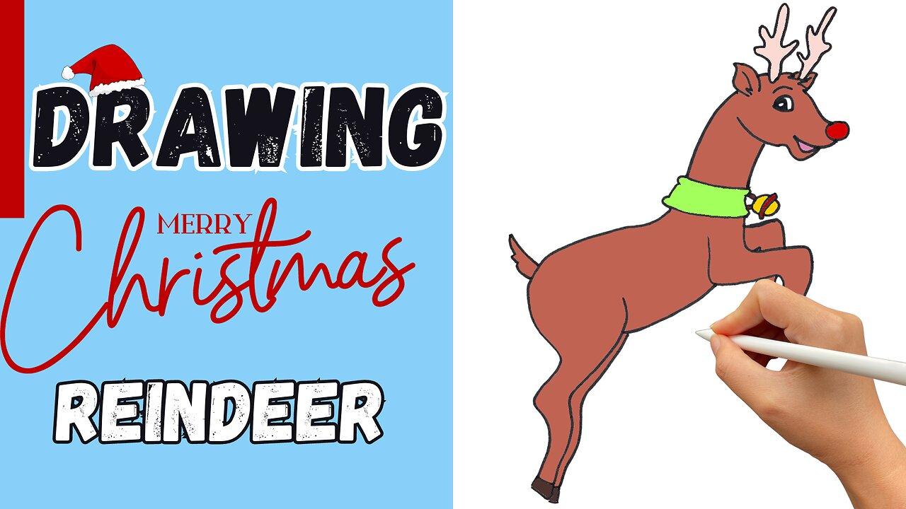 How To Draw Rudolph The Red-Nosed Reindeer | Santa's Reindeer Drawing Step by Step Deer Tutorial
